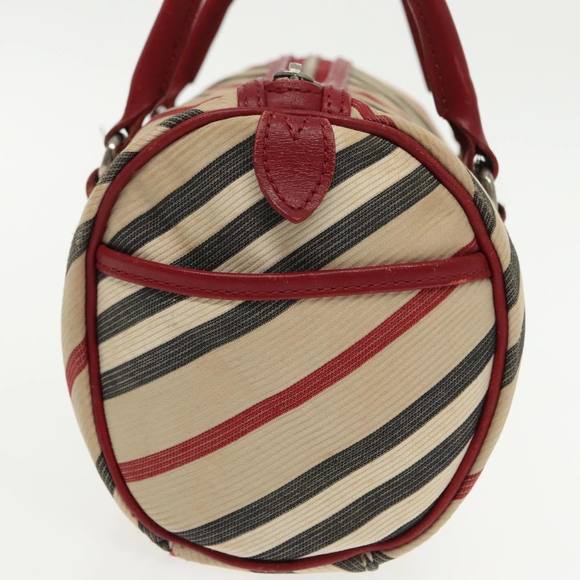 BURBERRY Nova Check Blue Label Hand Bag Beige Red Silver Auth ti2140 - Picture 4 of 16